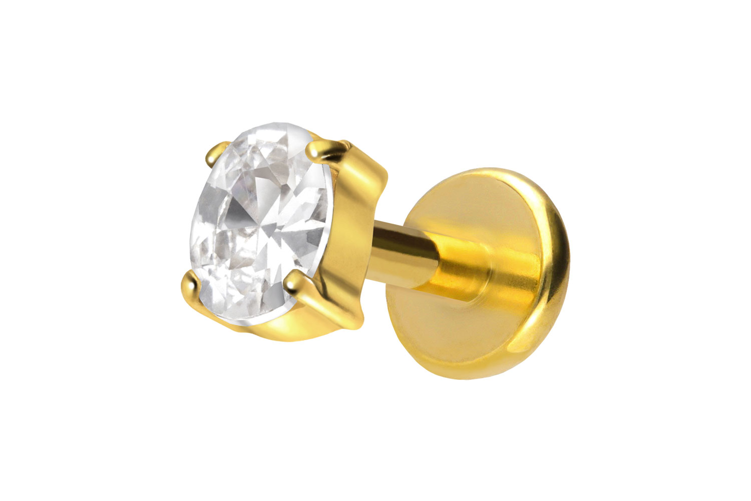 Titan Labret Piercing mit Push Fit EINGEFASSTES KRISTALLOVAL